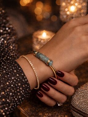 Gold Bracelet with Stone